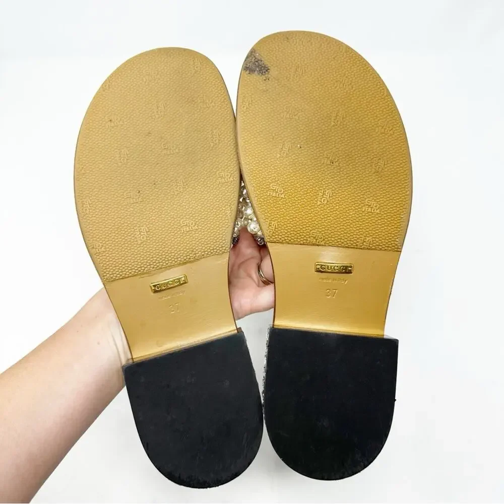 Gucci Pearl Crystal Slide Sandals Womens Size EU 37 - Picture 11 of 15